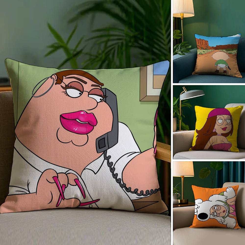 Cartoon F-families GuyS Pillow Case Sofa and Living Room Decorative Cushion Covers Dust-proof and Mite-proof Invisible Zipper