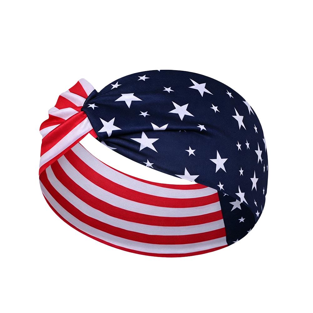 American Flag Print Twisted Headband Elastic Wide Hair Band For Women 4th Of July Patriotic Accessory National Flag Hairband