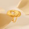 New Geometric Hammered Stainless Steel Open Ring for Women, Non-fading Titanium Steel Hand Jewelry