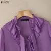 ZANZEA Women Ruffles V-Neck Casual Long Sleeve Blouse