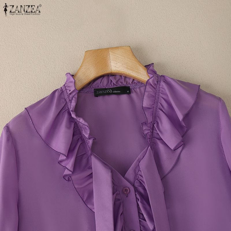 ZANZEA Women Ruffles V-Neck Casual Long Sleeve Blouse