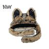 Autumn Fashion Accessory Cute Plush Animal Hat, Furry Cat Ear Headwear, Winter Hat Soft Warm Cap for Halloween Party Costume, Cosplay Accessories