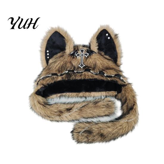 Autumn Fashion Accessory Cute Plush Animal Hat, Furry Cat Ear Headwear, Winter Hat Soft Warm Cap for Halloween Party Costume, Cosplay Accessories