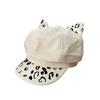 Spring and Autumn atmosphere cat ear octagonal hat female leopard print suede duck tongue beret age reduction cute newsboy hat wholesale