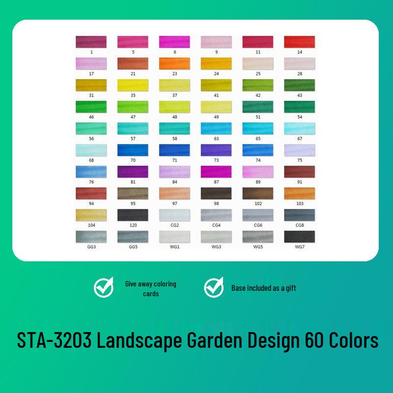 Sta 3203 Double-Ended Quick-Drying Oil-Based Marker Pen Set for Student Art & Indoor Design