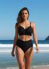 New European And American Solid Color Split Swimsuit Gathers Sexy High Waist Beach Bikini Swimsuit Bikini