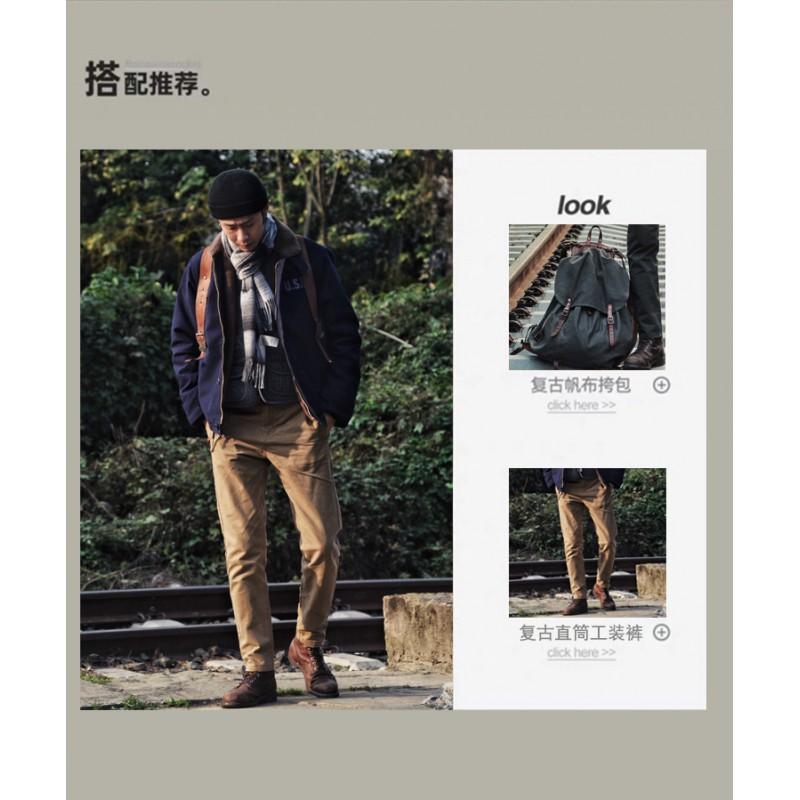 Mens Vintage Amekaji N1 Deck Jacket Thick Fleece Lined Winter Warm Cotton Coat Casual Loose Fit
