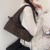 Cream Soft Shoulder Bag with Adjustable Drawstring Bows for Casual Daily or Trendy Urban Outings