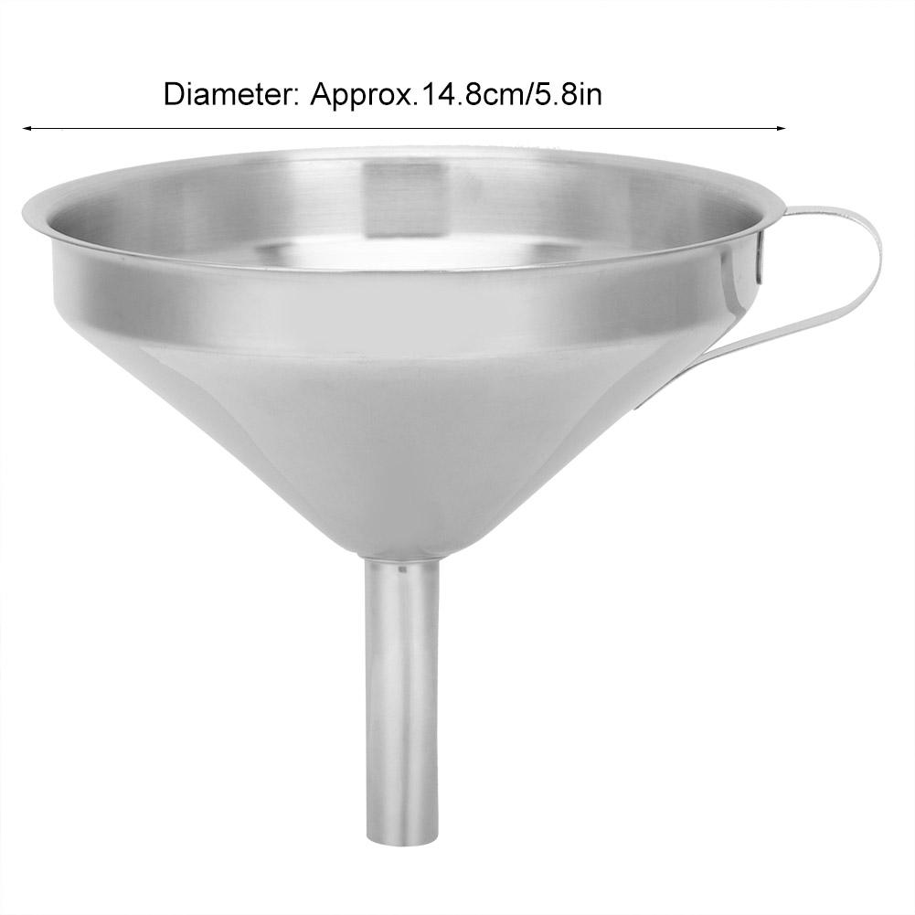Stainless steel funnel with strainer filter, sy liquid transfer and clning, Space saving design for storage containers