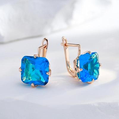 Velké čtvercové modré zirkonové náušnice pro ženy minimalistické geometrické šperky