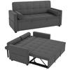 Convertible 2-seater Sofa 3 In 1 Sofa Bed with Trundle Double Adjustable Backrest 2 Cushions 80.5x137.5x84cm Grey