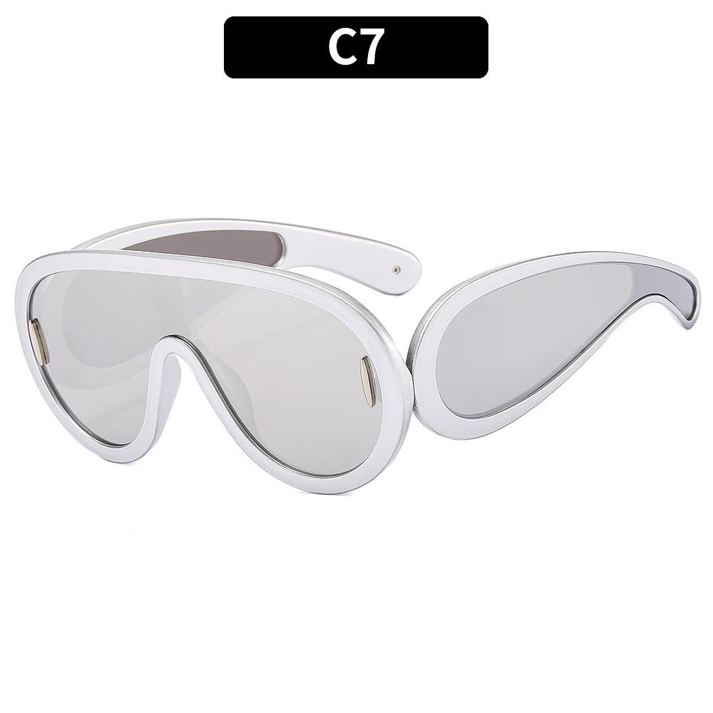 Fashion Steampunk Y2K non-polarized Sunglasses Men Luxury One Piece Large Frame Outdoor Sports Goggle