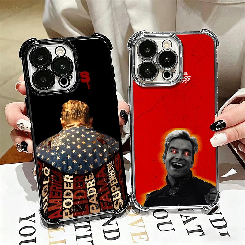 The Boys H-Homelander Plating Phone Case For Iphone 16 17 Pro Max Air 16E 14 15 Plus 12 13 Mini Anti-Fall Airabag Cover
