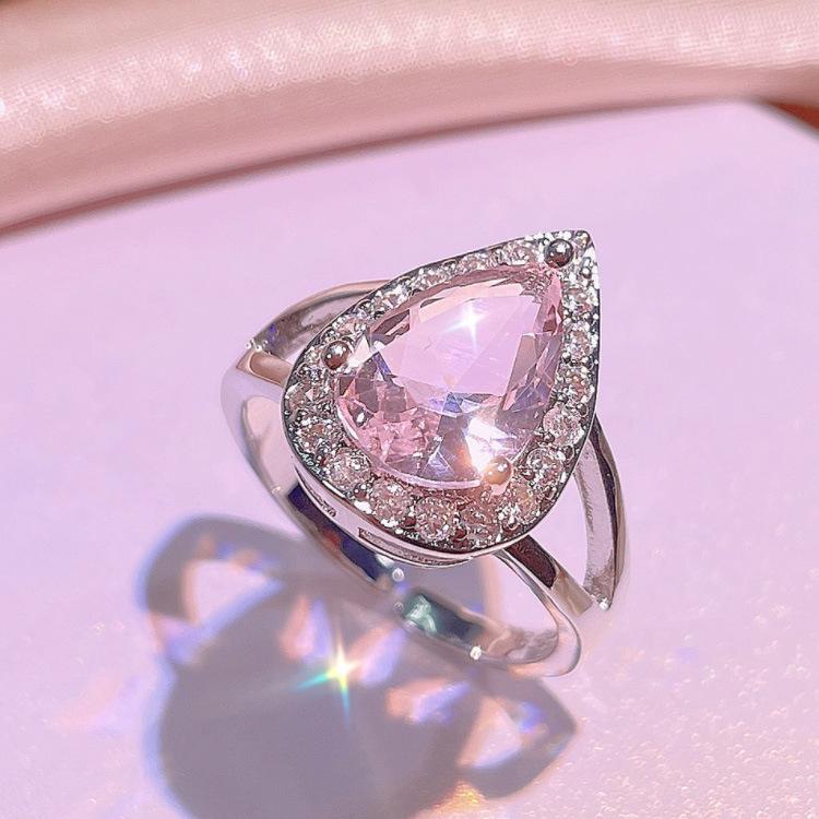 

Pink Water Drop Necklace, Women S Diamond Earrings, Simulation Set, Pendant, Feng Shui Drop Jewelry.