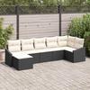 7 Piece Sofa Set with Cushions Black Poly Rattan