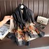 Flower Embroidery Women Hijab Shawls Large Shiny Lace Scarf Elegant Luxury Silk Scarf  Lady