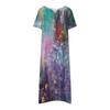 Women's Summer Casual Printed V-Neck Short-Sleeve Swing Dress