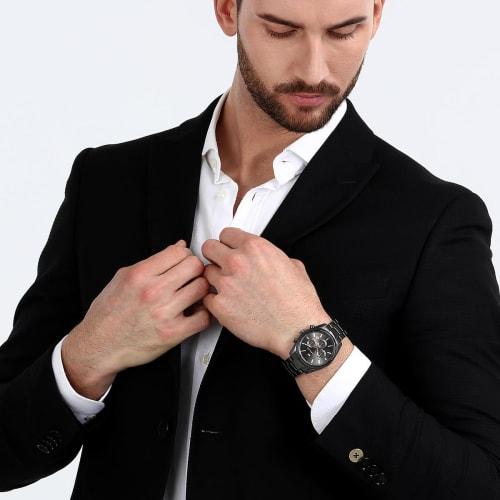 Maserati Men's Attrazione Quartz Watch with Luminous Dial and Hands, 5 ATM Water Resistance, 43mm Black, Business Watch, R88531511001, Officially Auth