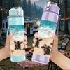 1PC Beach Sand Sea Shell Vacation Print 750ml Color Plastic Sports Water Bottle Leakproof Flip Straw Lid Suitable for Sports Office Home Use