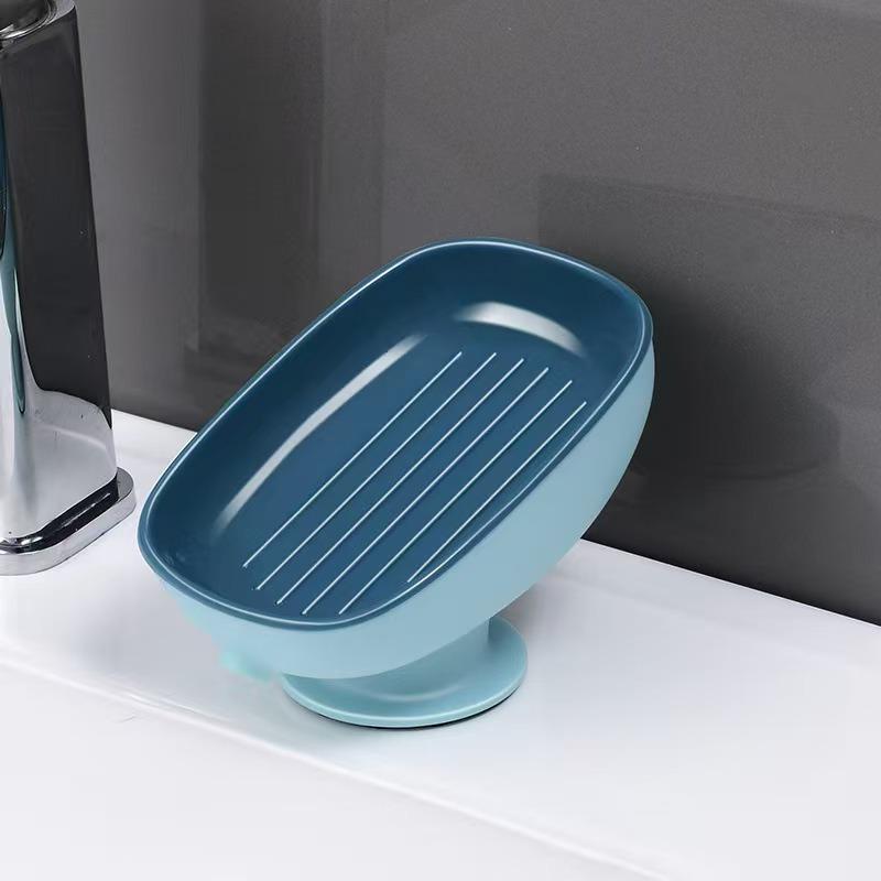 Super Suction Cup Soap Holder With Drain Water For Bathroom Soap Box Dish Kithcen Sponge Holder Soap Container Bathroom Supplies Set