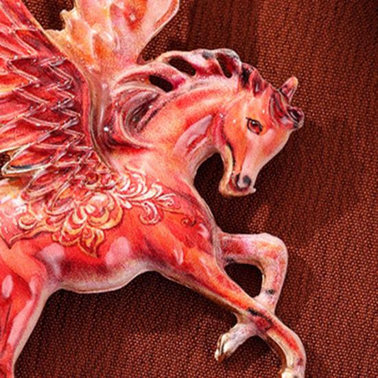Flying Horse Brooch Zinc Alloy Enamel Horse Lapel Pin Sweater Cardigan Coat