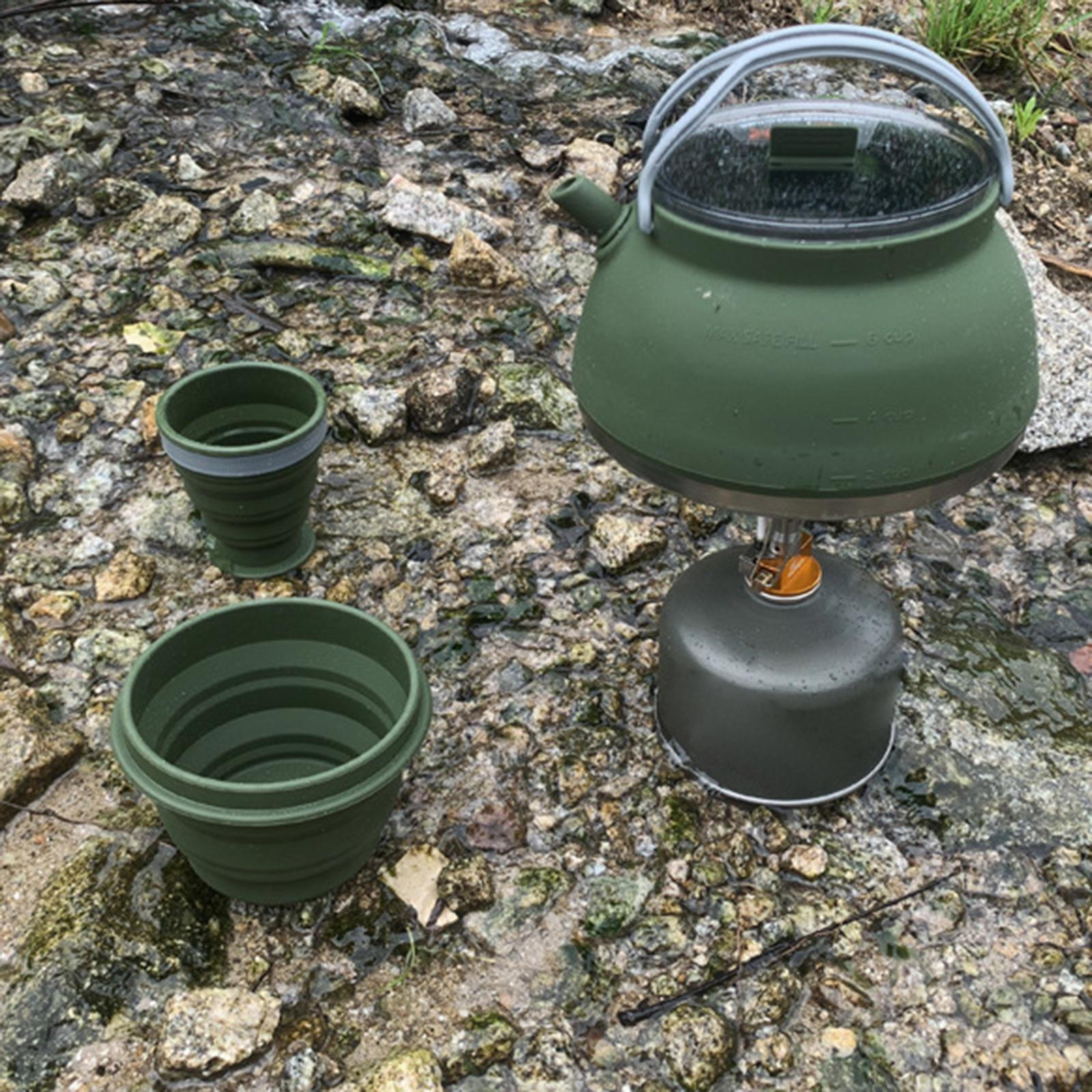 

Складной чайник, кофейник, портативный силиконовый чайник для пикника, кемпинга зелёный