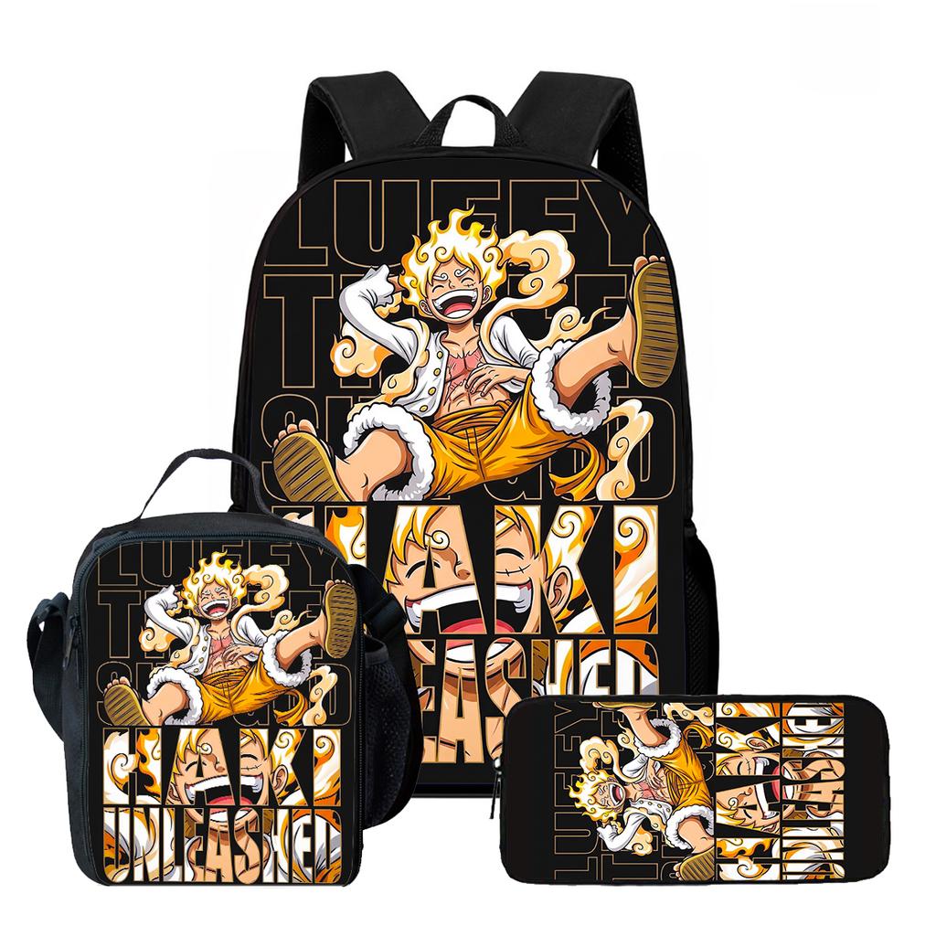 15 Inch One Piece 3-in-1 Backpack Set Unisex for Boys and Girls Age 6-10, Light Weight School Kit with Lunch Bag & Pencil Case