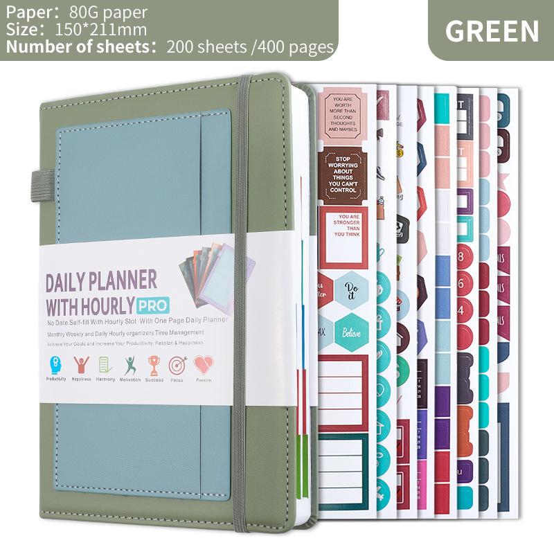 A5 Weekly Plan Monthly Plan With Lattice Grid Self-Binding Notebook Planner Office Atationery With Gold Stamping Stickers