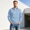 Men's Fall Winter Plaid Print Zip-Up Stand Collar Pullover Casual Wrinkle- Athletic Top