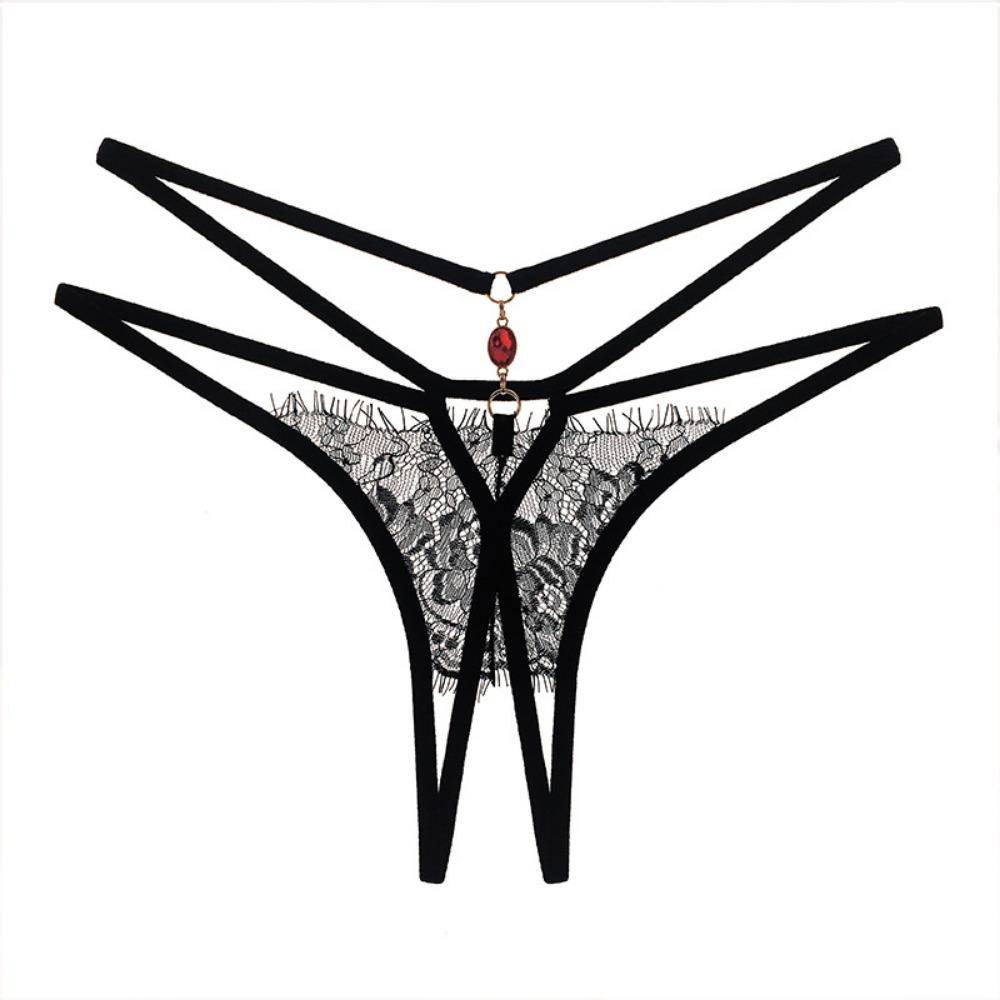 Light Luxury Lace Sexy Thong Women's Cross Strap Ultra-thin Hollow Temptation Panties Hot Open T Pants 2225