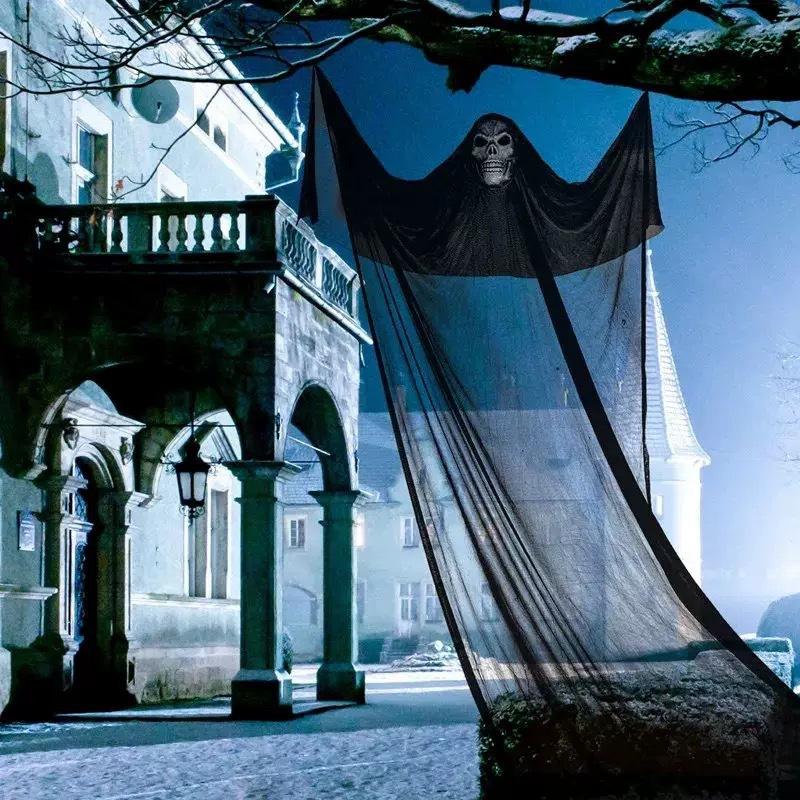 Halloween Decoration Big Hanging Ghost Voice-Activated Luminous Mask Ghost Hanging Ghost Outdoor Haunted House Secret Room Horror Props