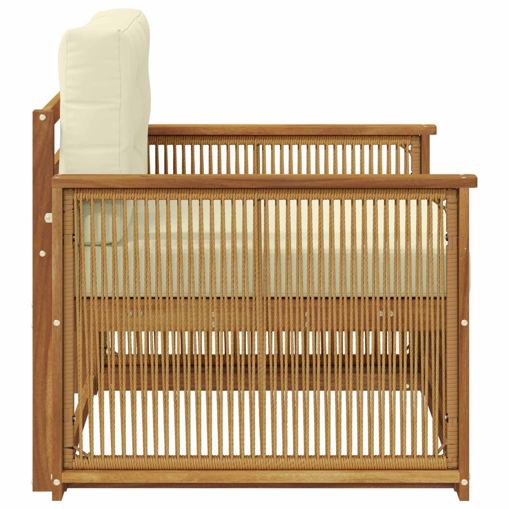 Outdoor Sofa Solid Acacia Wood Natural and Cream