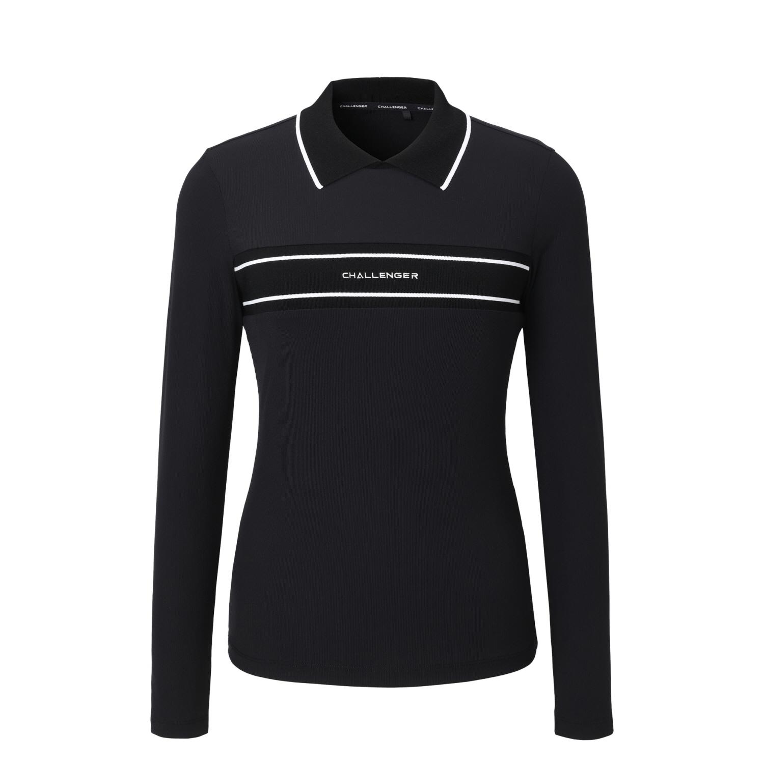 Challenger Women S Slim Fit Knit Color Block Collar T-Shirt Black Bk (Black)/Xs