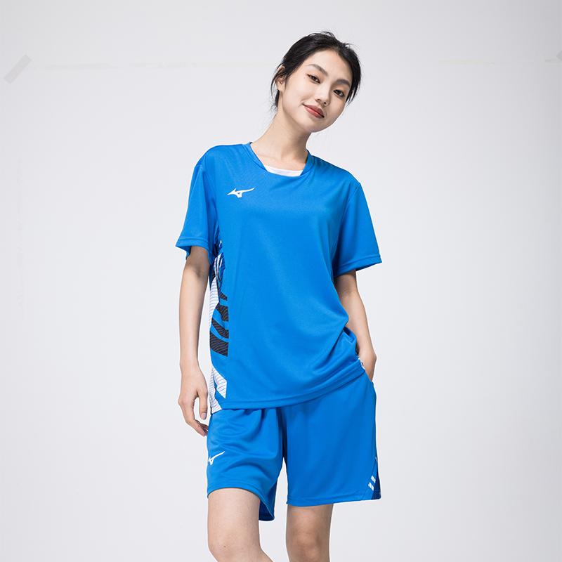 Mizuno Quick-Drying Breathable Fashion Short Sleeve Shorts Casual Sports Set Unisex Sports Set Blue 72CG43Z225