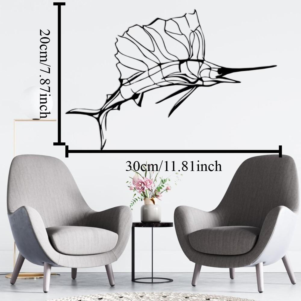 Swordfish Metal Wall Art, Nautical Line Art Decor for Home