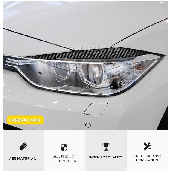 Gloss Black ABS Headlight Eyebrow Eyelid Cover Trim Stickers For BMW F30 F32 F33 F34 F35 F31 318i 320i 2013-2019