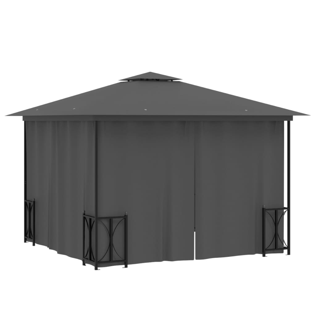 Vidaxl Altana Z Zasłonkami I Dwuczęściowym Dachem, 3X3 M, Antracytowa