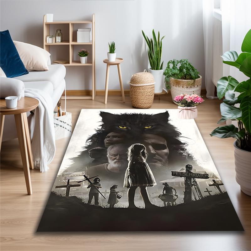 [Black Wolf Night Portrait Printed Carpet] Non-slip Office Rug, Cozy Area Carprt for Living Room Use, Soft Home Sofa Chair Mat