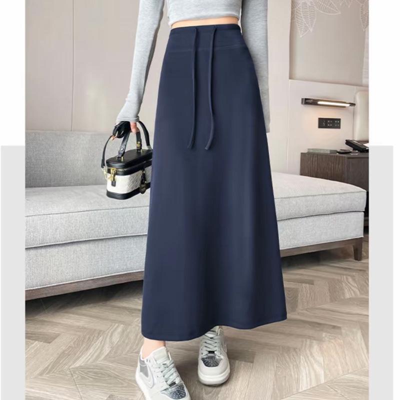 Autumn 2026 Casual Drawstring High Waist Slimming Slit Pencil Skirt