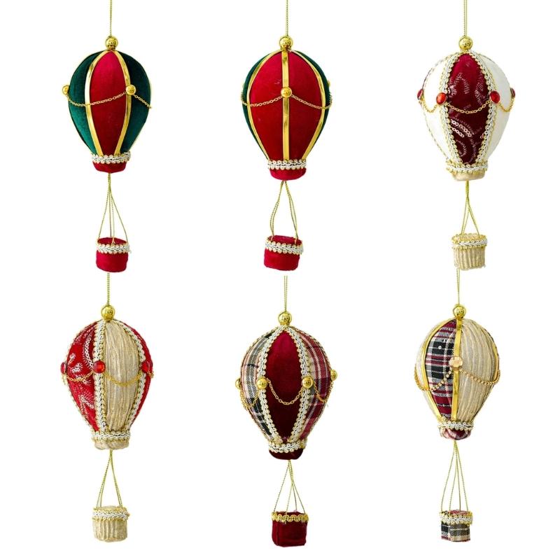 Schuim Hete Luchtballon Kerstversiering met Stofbekleding en Kettingversiering voor Takken en Cadeaupresentaties