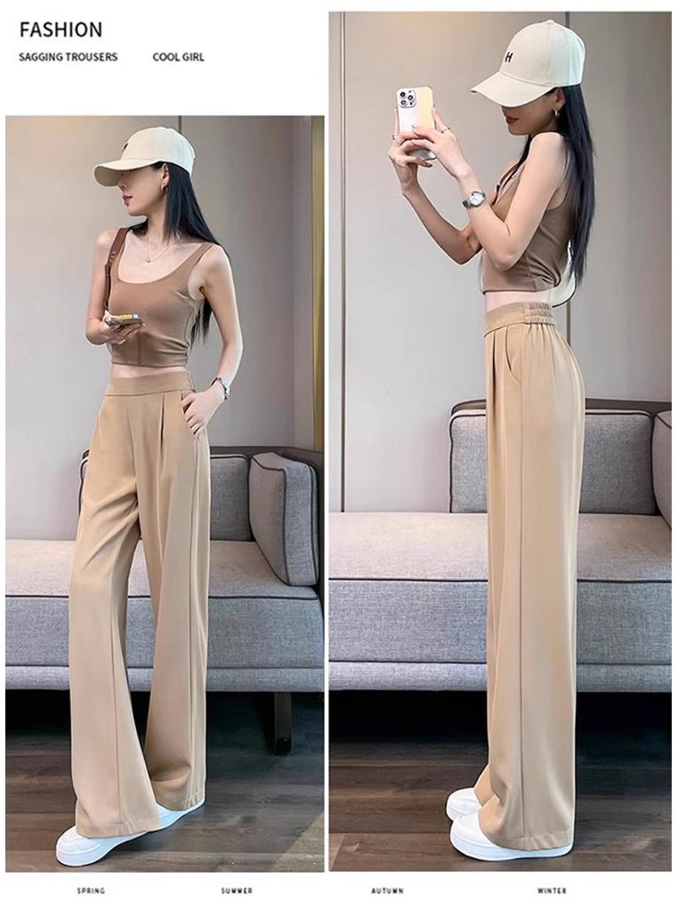 Damen High Waist Weitbein Anzughose - Frühling & Herbst Kollektion, Dünne Sommer Freizeit, Schmaler Gerader Beinschnitt