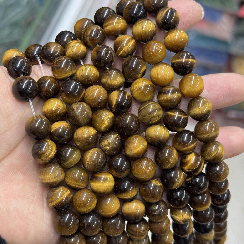 Hochwertiges Blaues Tigerauge Runde Perlen Armband - Halbfertiges Produkt, Auf Lager