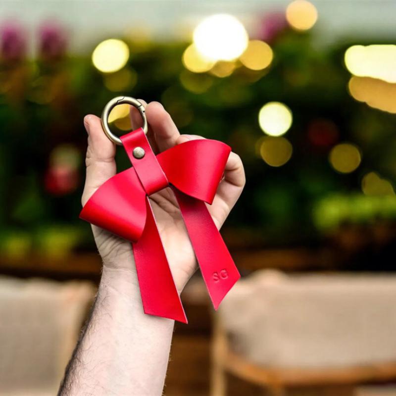 

Милый Бант Кожаный Брелок Роскошный Модный Персонализированный Подвеска для Ключей Изысканные Аксессуары для Украшения Рюкзака Подарки красный