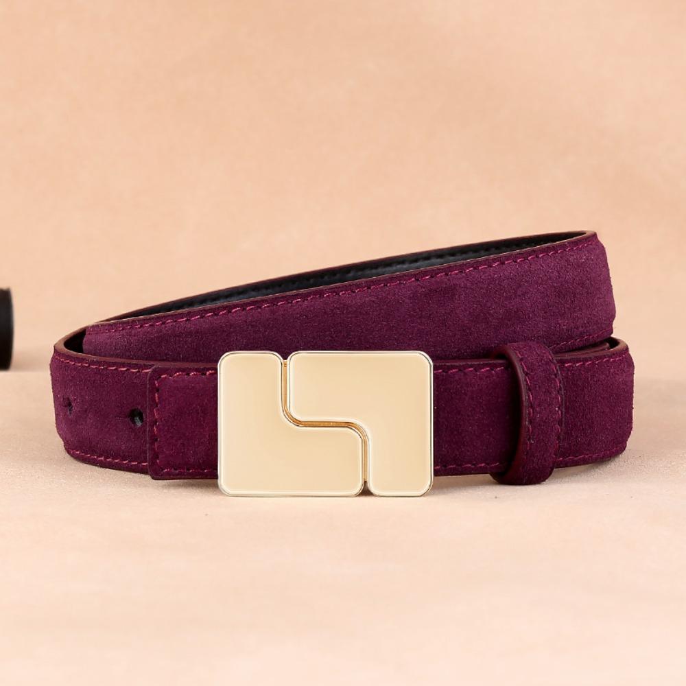 

Real Cow Suede Leather Business Waist Strap Elegant Trouser Dress Belts For Women Gifts червоний