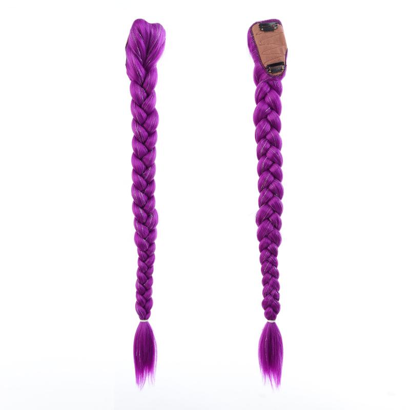 

Devil Hunting Girl Group Wig Horsetail Purple Wig Braid Gold Fried Dough Twists Braid purple