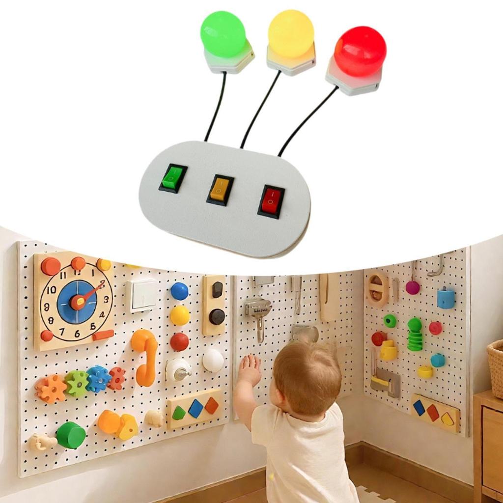 Light Switch Sensory Board Busy Accessories Color Recognition Three Lights Indoor Play