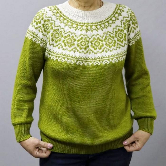 Women's Trendy Color Block Round Neck Knitted Sweater