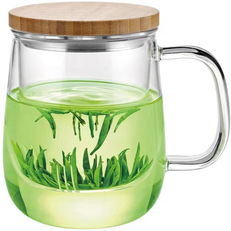ShineMing Double-Layer Glass Teacup with Filter & Bamboo Lid