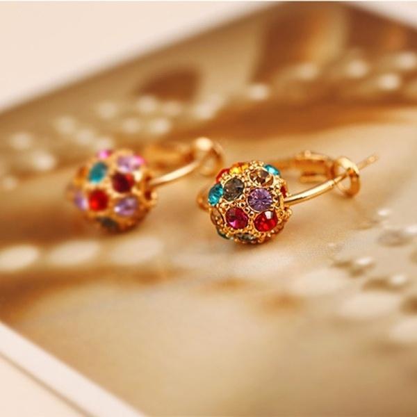 Mode 24K Gold Ohrringe Diamant Anhänger Ohrringe Glänzende Ohrringe für Damen Hochzeit Verlobung Brautschmuck Geburtstagsgeschenke