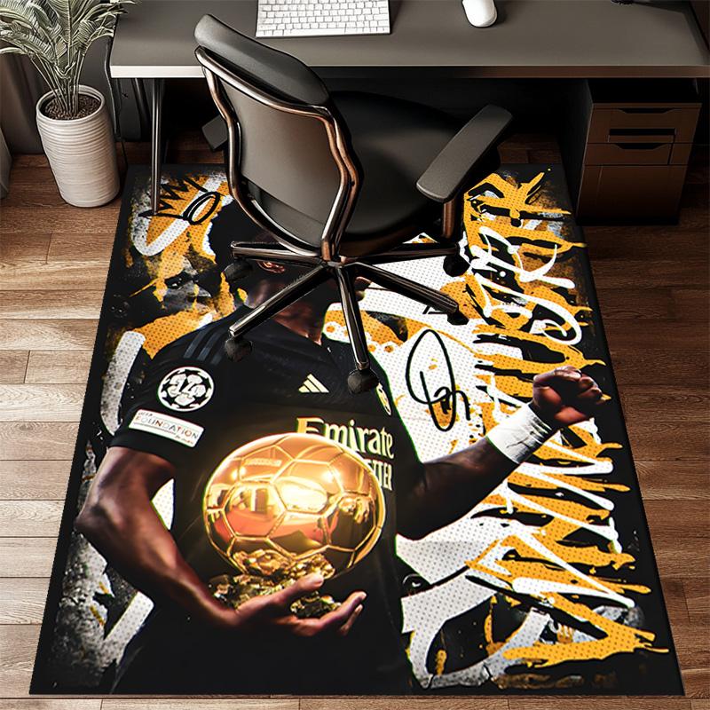 Brazilian Football Star Rug for Living Room, Game Rooms, Office, Bedroom, Office Floor Mat Playful Design, fan gifts Christmas decor